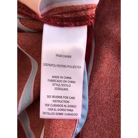 Sweet Baby Jamie Top Striped Long Sleeve Collared Button Front Shirt Red Blue S - Picture 9 of 11